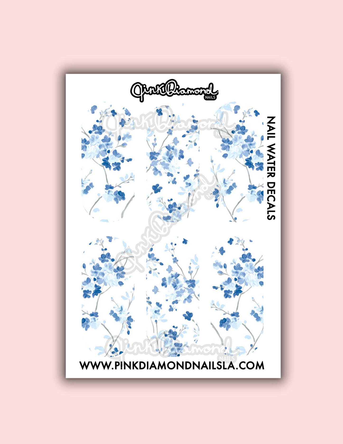 Blue Floral paint scatter - Nail water decals