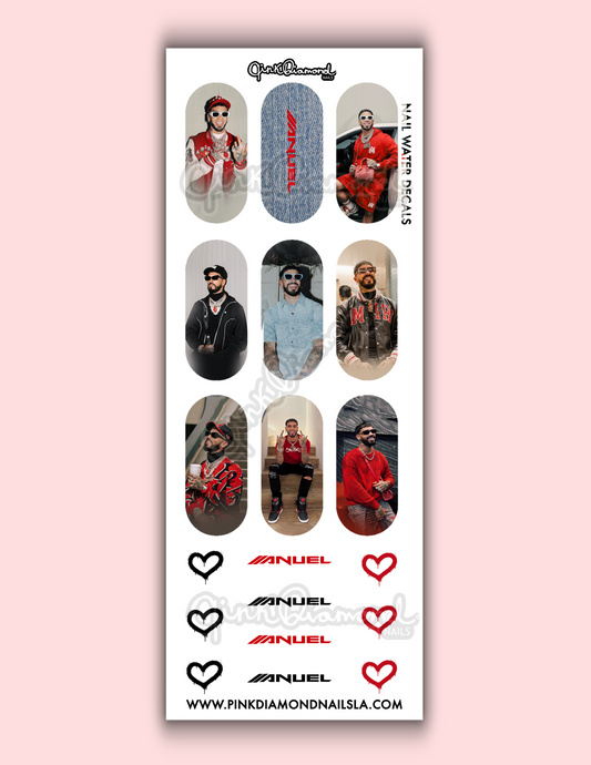 Anuel AA Heart Mix - Nail water decals