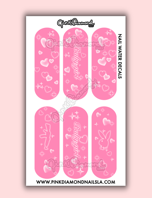 Baby girl & Hearts airbrush Mix - Nail water decals