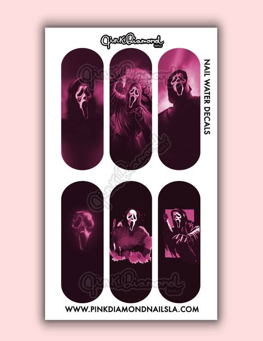 Ghost nightmare Pink- Halloween nail water decals