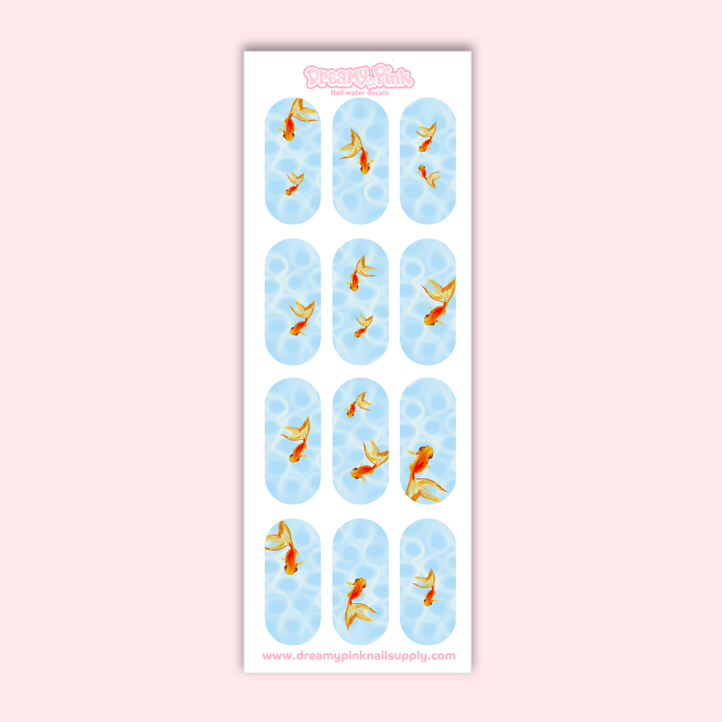 orange koi fish - Nail water decals (Clear)