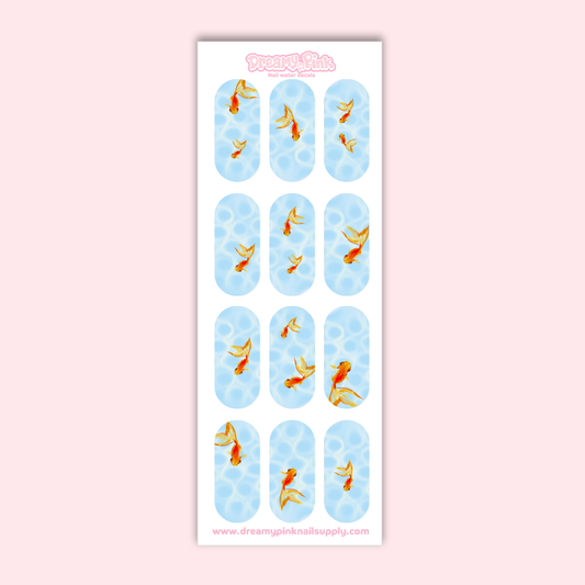orange koi fish - Nail water decals (Clear)