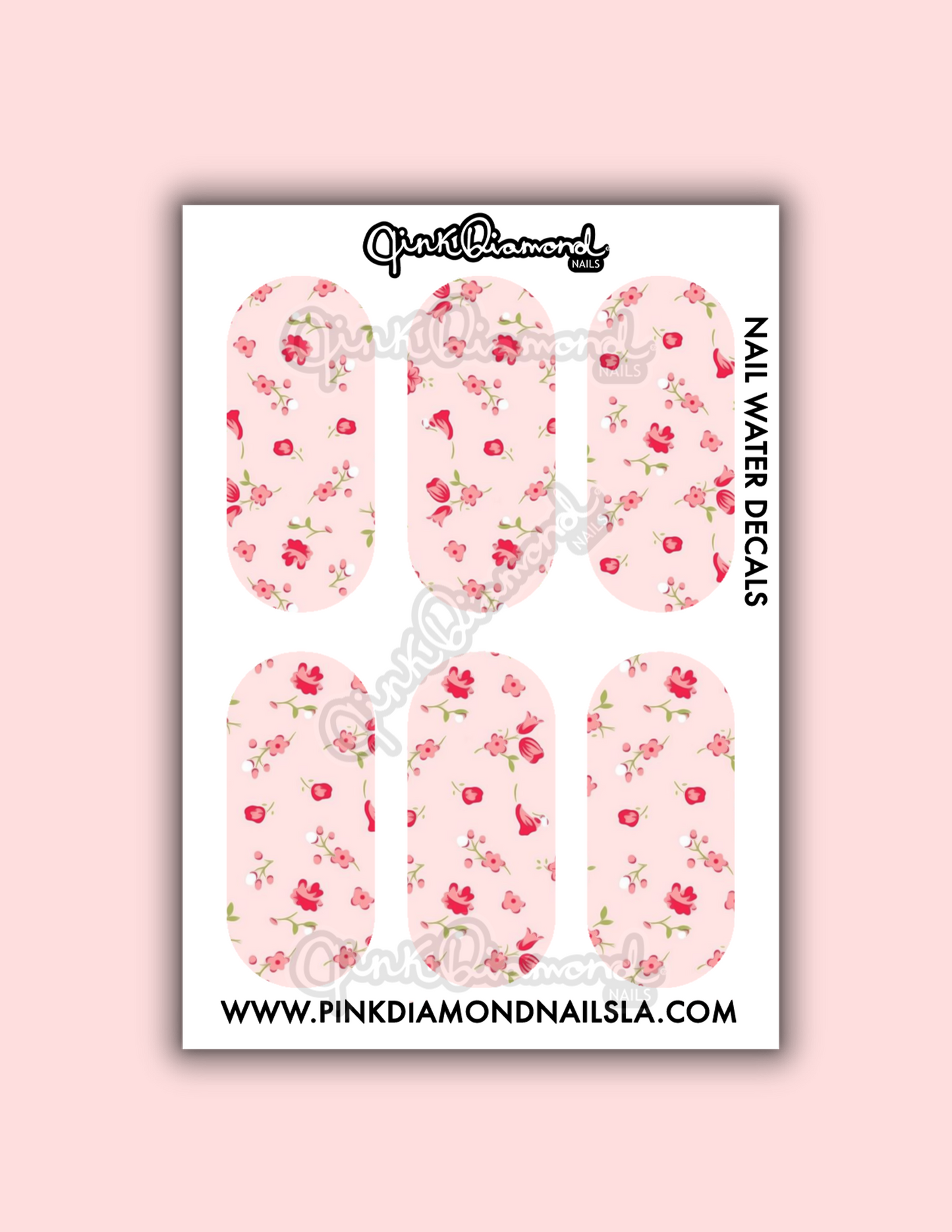 Pink floral - Nail water decals