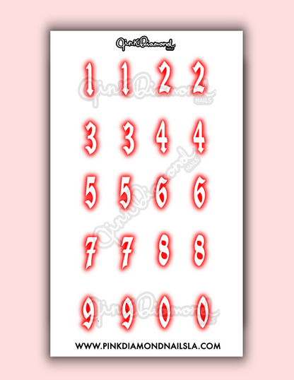 Airbrush numbers - Nail water decals