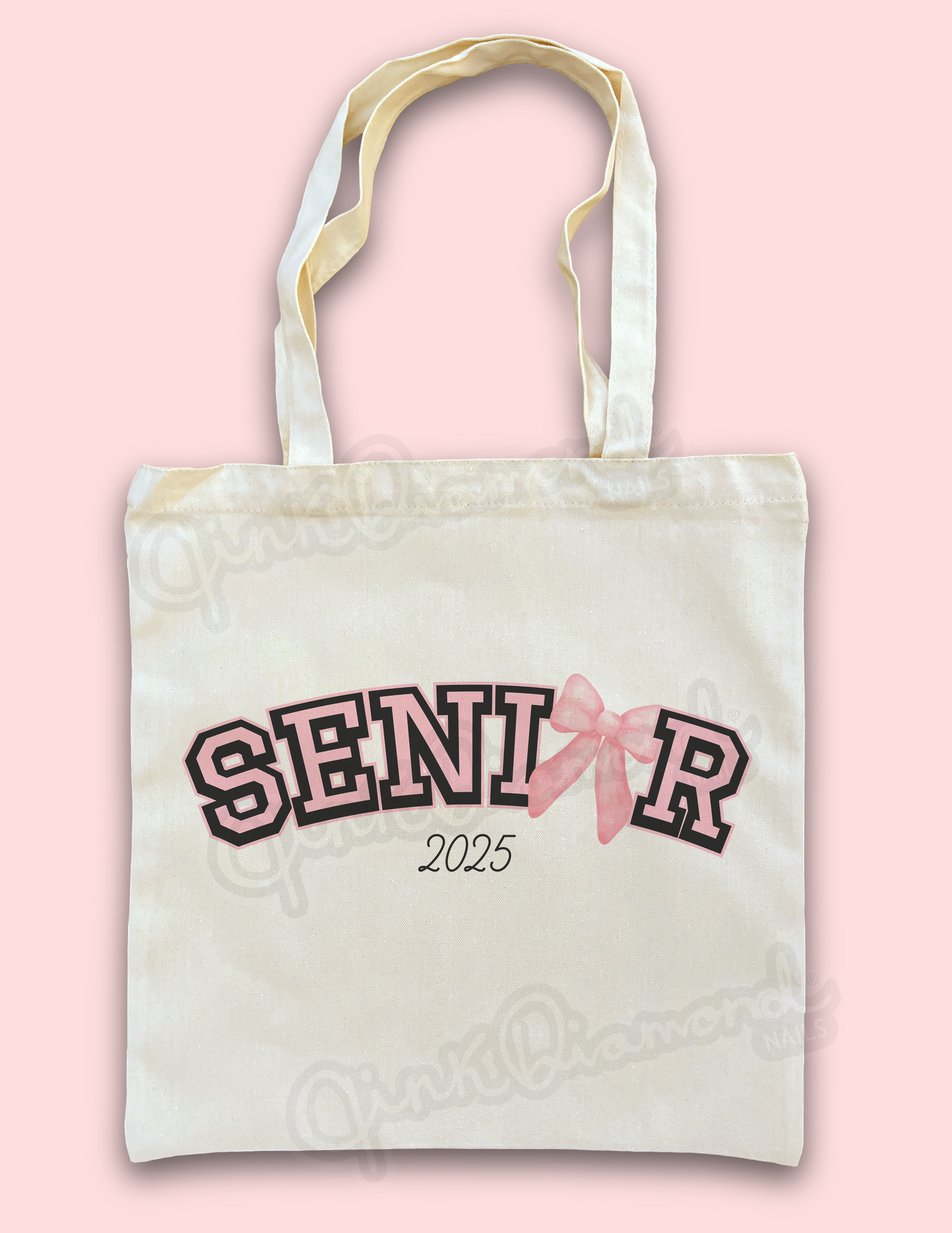 Senior pink bow (2025) canvas tote bag