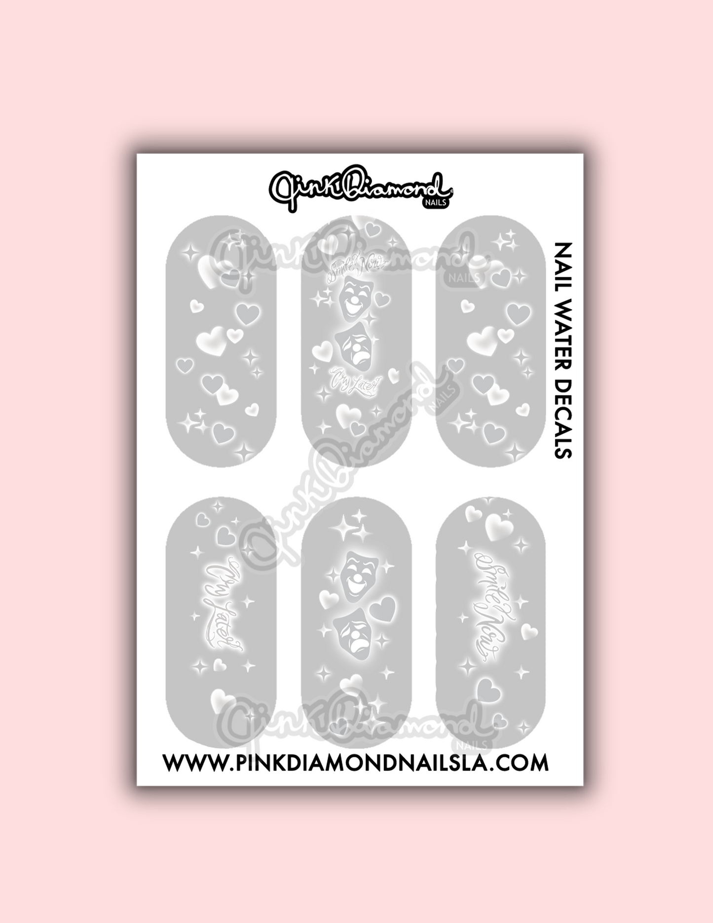 Smile now cry later & Hearts airbrush - Nail water decals