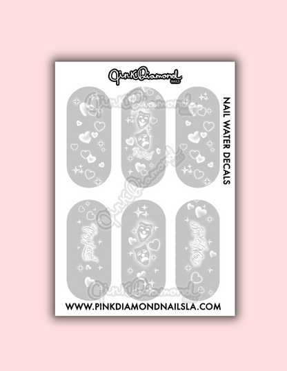 Smile now cry later & Hearts airbrush - Nail water decals