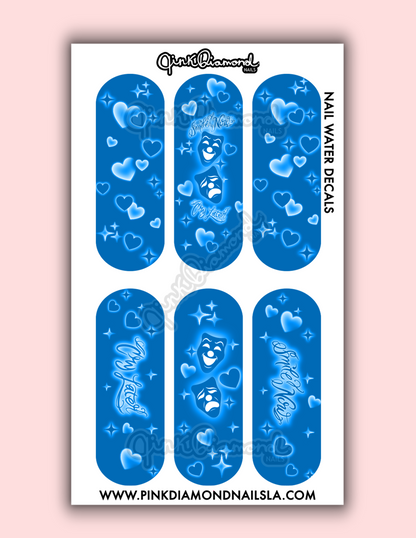 Smile now cry later & Hearts airbrush - Nail water decals