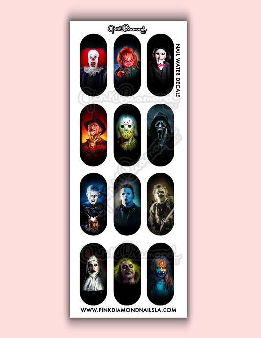 Horror classics (12 ct) - Halloween nail water decals