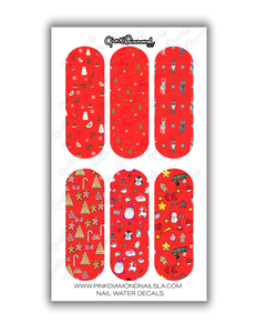 Nail water decals - XL Christmas Mix #1 (Red)