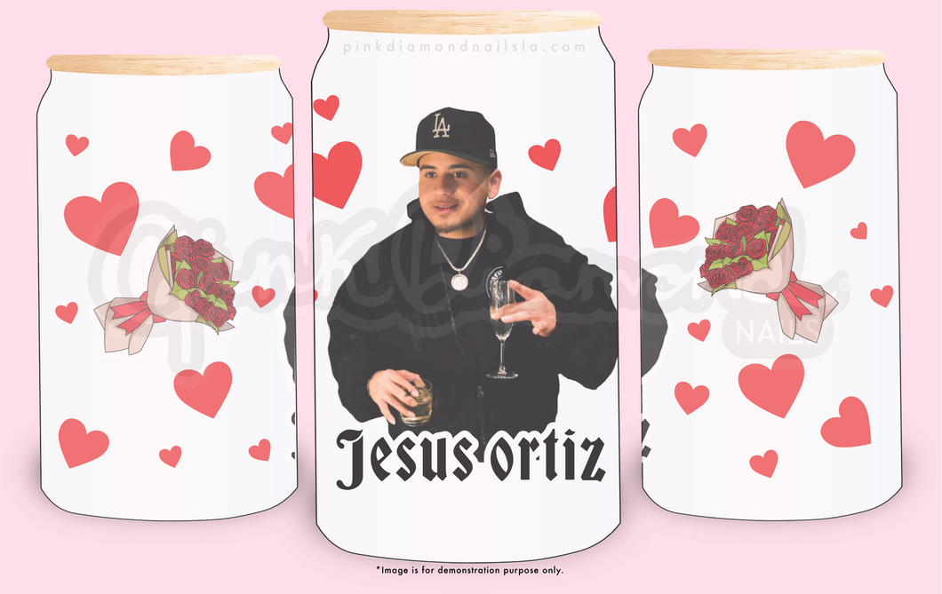 Jesus Ortiz Paz & Hearts (Fuerza Regida) - Frost glass can tumbler (16oz)