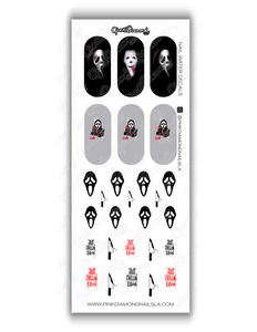 Nail water decals - Scream face & Knives (Singles)