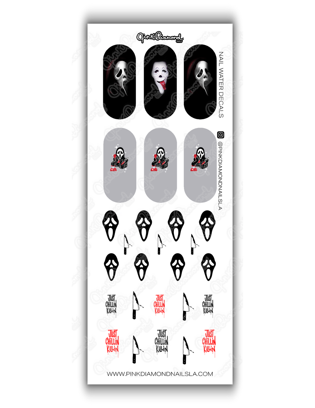 Nail water decals - Scream face & Knives (Singles)