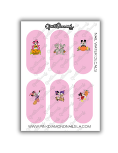 Nail water decals - Minnies and mickeys halloween