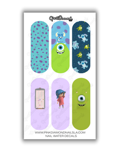 Nail water decals- XL Monsters Inc