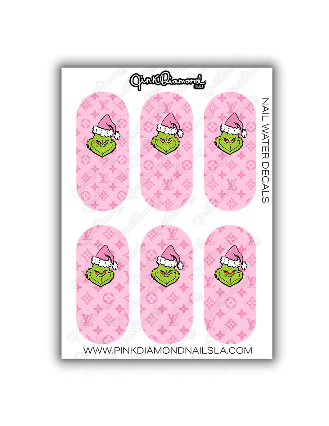 Nail water decals - Pink grinchmas pattern