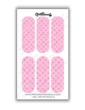 Load image into Gallery viewer, Nail water decals- XL Pink two tone monogram
