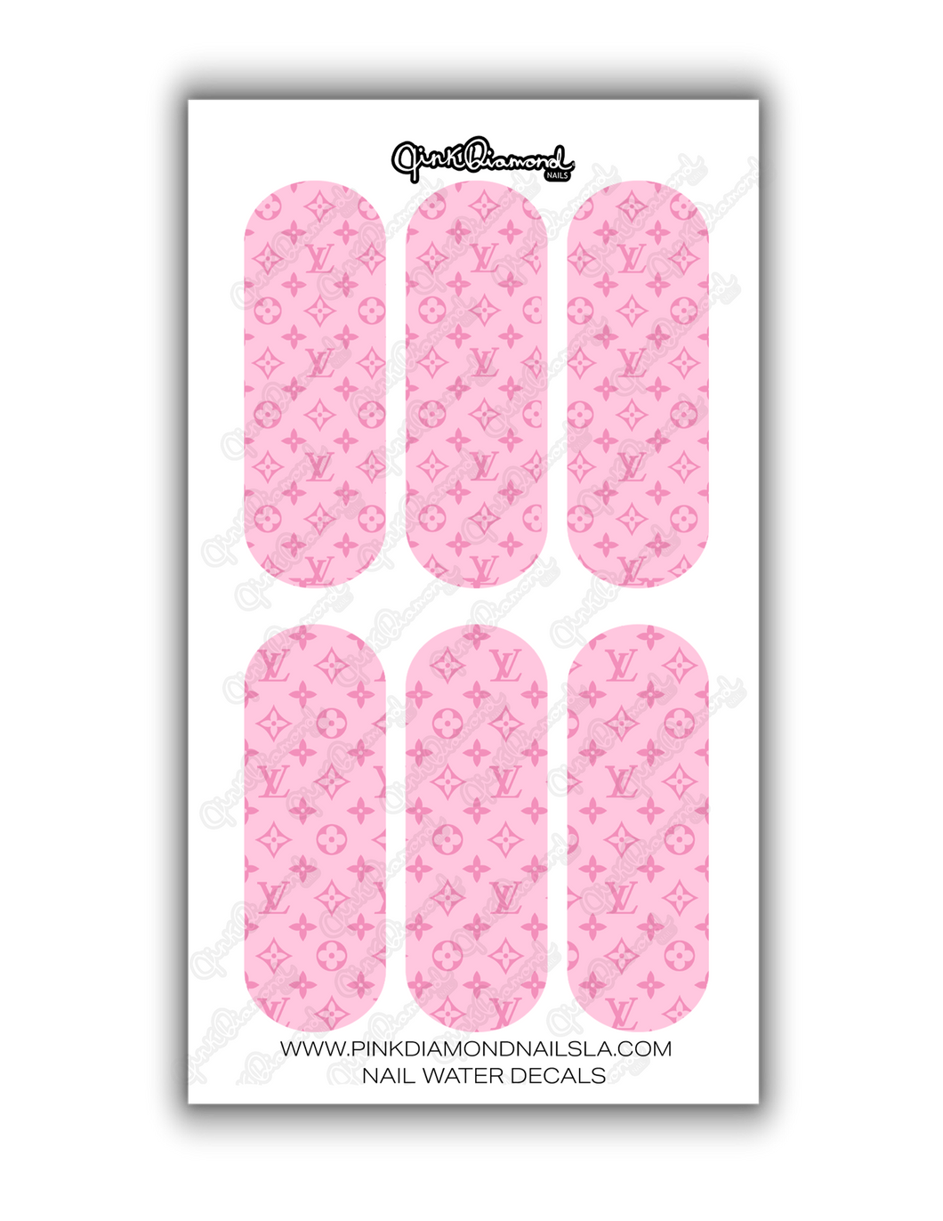 Nail water decals- XL Pink two tone monogram