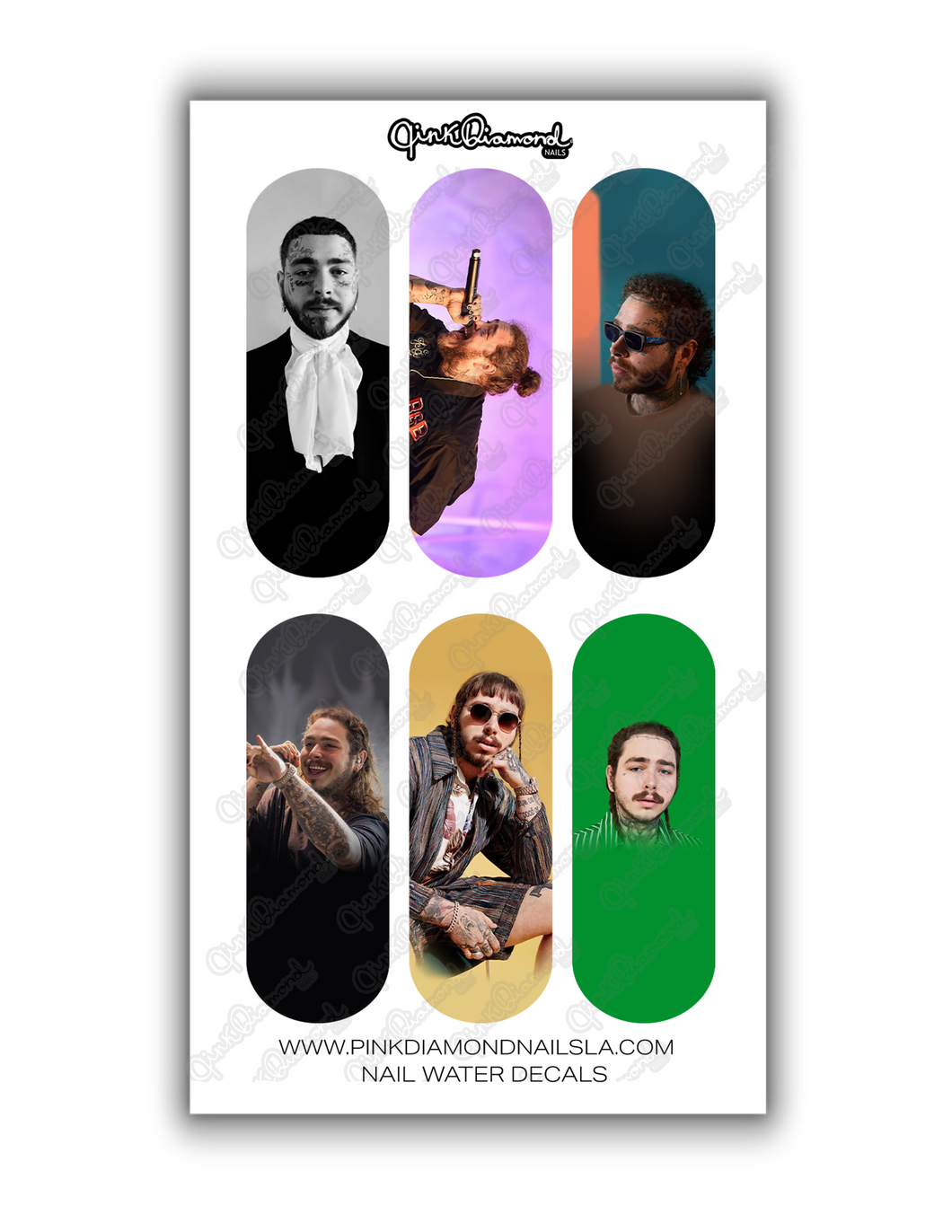 Nail water decals - XL Post Malone mix #1