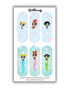 Nail water decals- XL Power puff Christmas