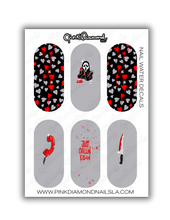 Load image into Gallery viewer, Nail water decals - Screams (Ghost face) Just chillin - Grey / Red
