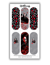 Load image into Gallery viewer, Nail water decals - Screams (Ghost face) Revenge  ( Red &amp; Grey )
