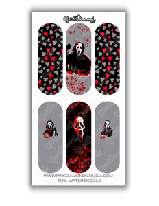 Nail water decals - Screams (Ghost face) Revenge  ( Red & Grey )