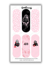 Load image into Gallery viewer, Nail water decals - Screams (Ghost face)  No you hang up &amp; Hearts

