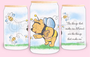 Pooh and bees - Frost glass can tumbler (16oz)