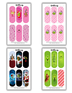 Nail water decals - The Grinchmas Mix ( Bundle )