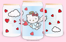 Load image into Gallery viewer, Cupid kitty and hearts - Frost glass can tumbler (16oz)
