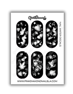 Nail water decals - Old school airbrush mix (Black edition)