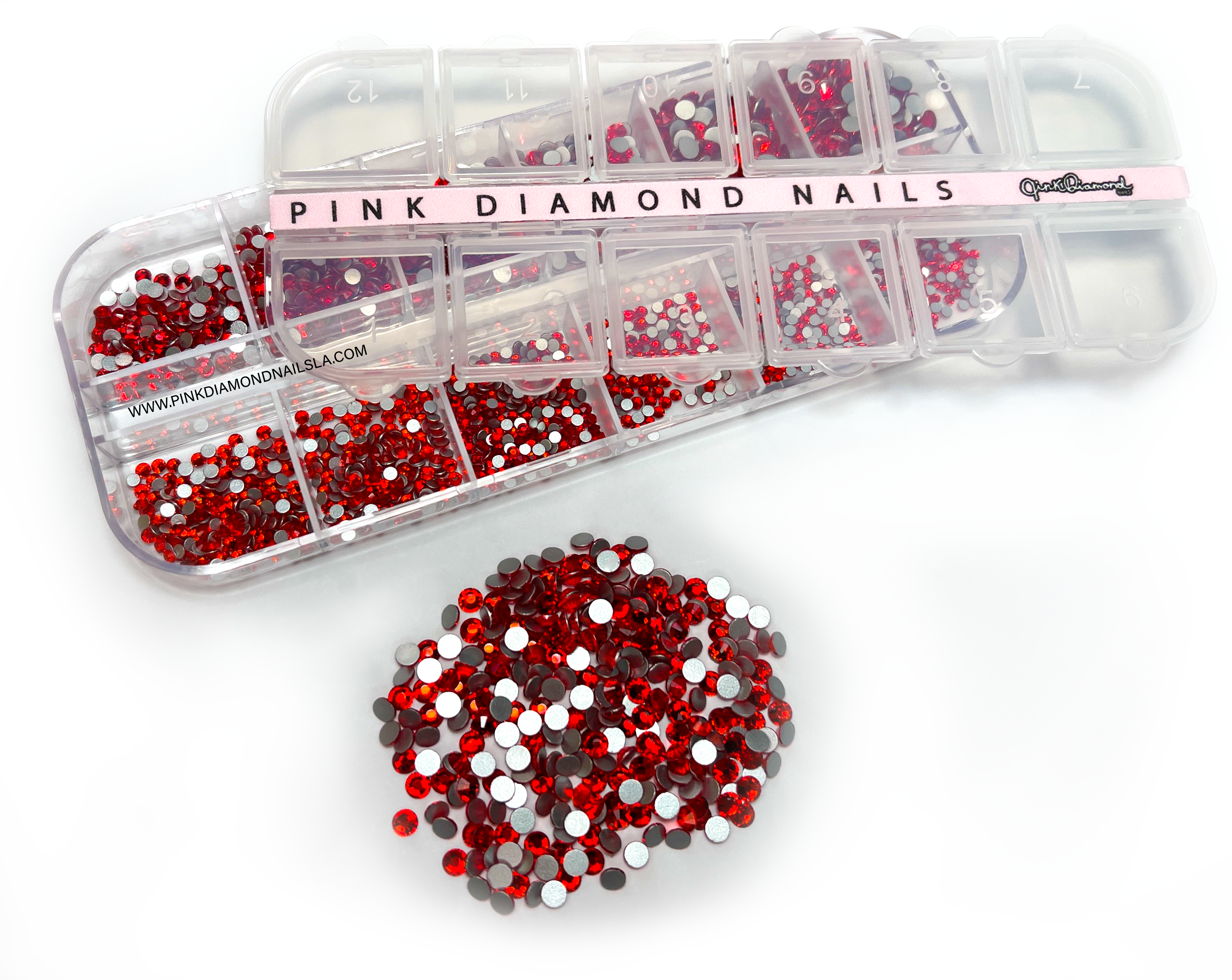 8640 Pieces Red Rhinestones for Nails Teenitor Flat Back Crystal