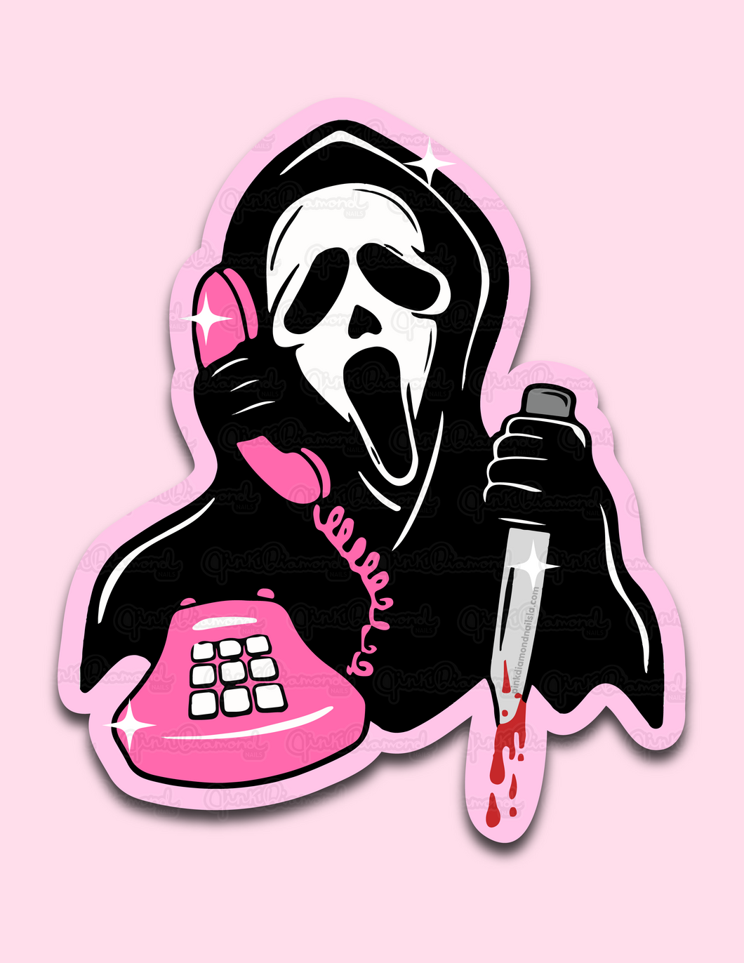 Scream / Ghost face pink phone - Vinyl sticker