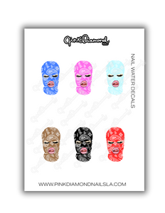 Nail water decals -Bandana Ski mask (Singles)